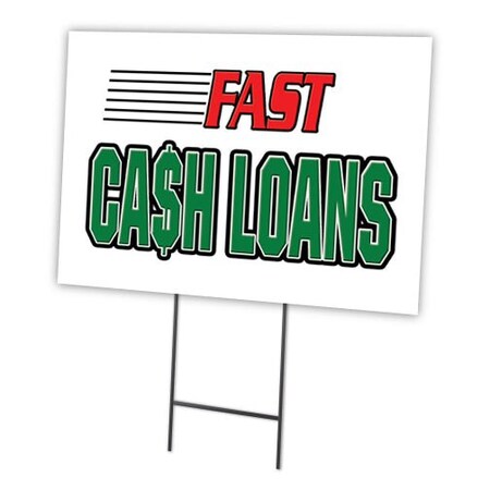 Signmission Fast Cash Loans Yard Sign & Stake outdoor plastic coroplast window, C-1824-DS-Fast Cash Loans C-1824-DS-Fast Cash Loans
